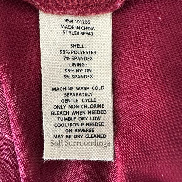 Soft Surroundings Velvet Alyssa Knit Top Women 3x Burgundy 3/4 Sleeve Modest - Picture 5 of 6